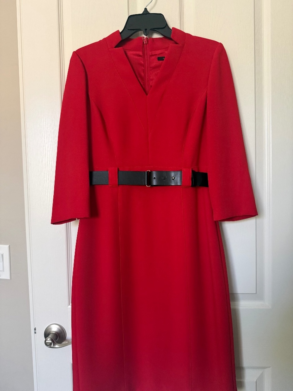 Alex Marie NWT Red Belted Dress 3/4 sleeve, V neck, SZ 6